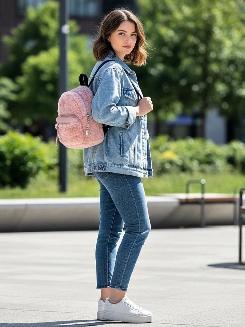 KENDALL + KYLIE Faux Fur Backpack in Pink NWT